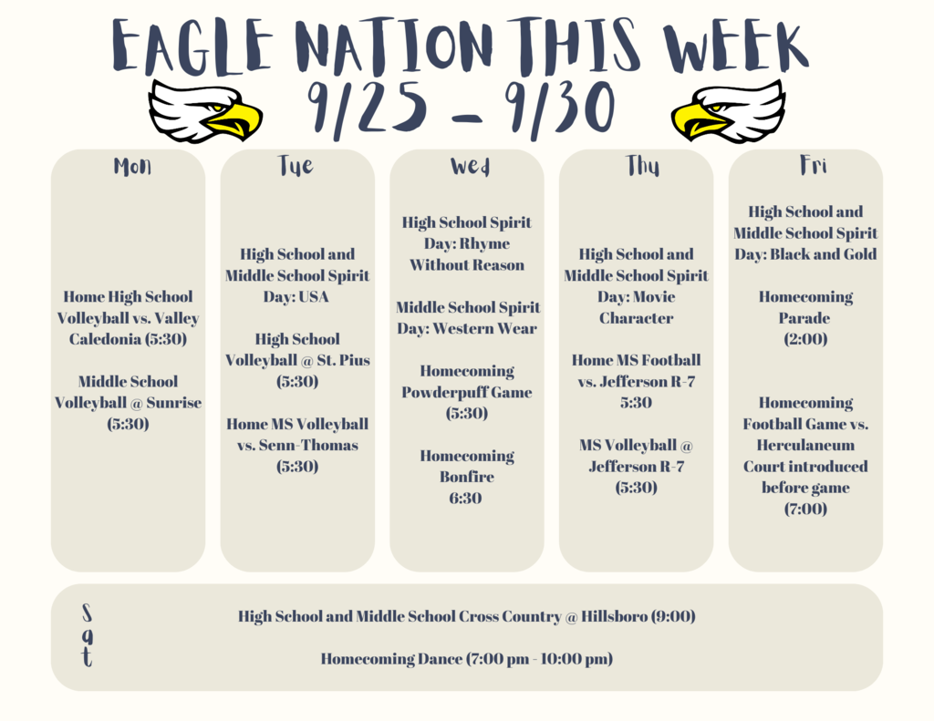 Eagle Nation this week 9/25 - 9/30